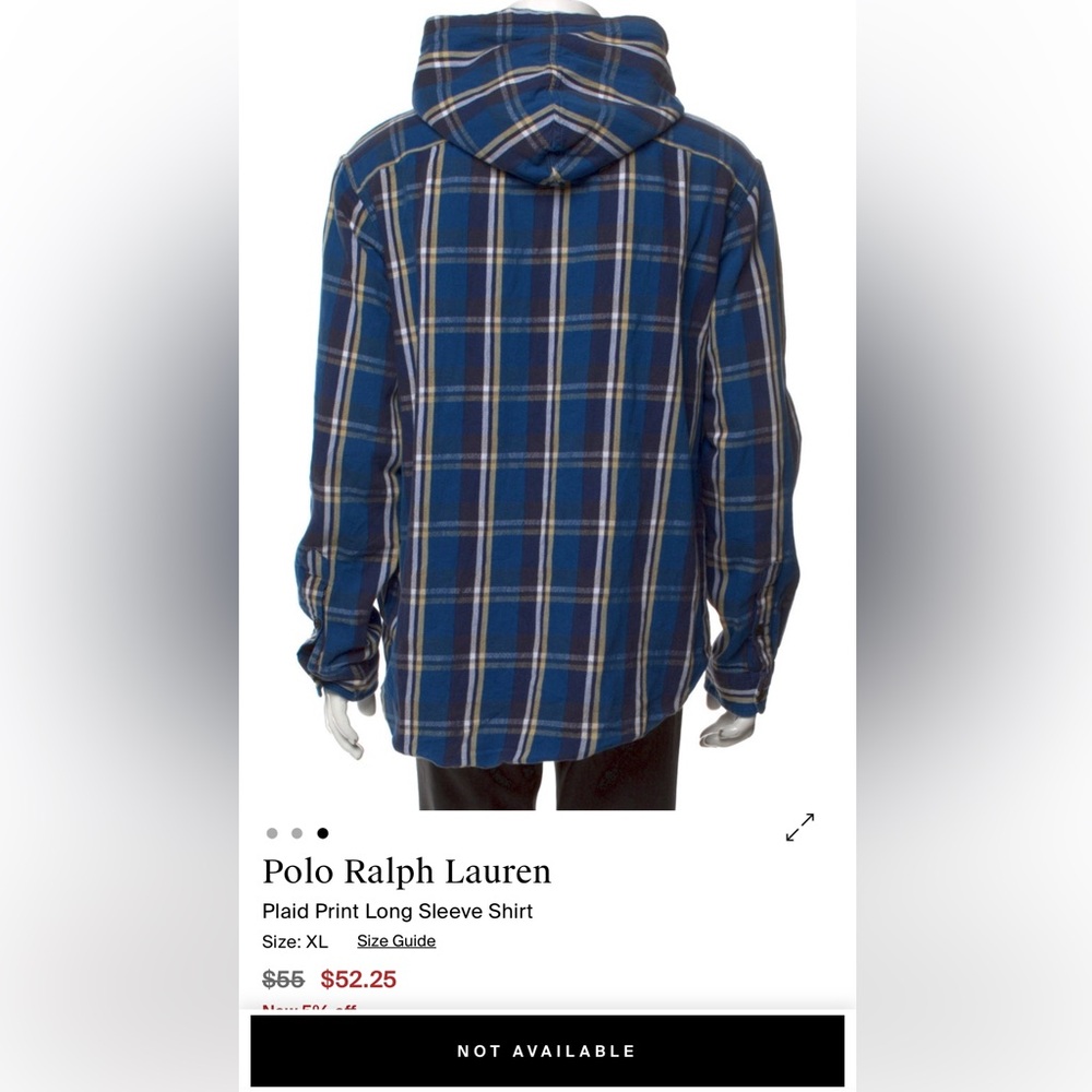 Polo Ralph Lauren Blue Plaid Hooded Shacket - Picture 3 of 6